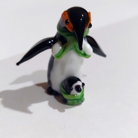 Murano hand blown art glass penguin and baby figurine miniature bird animal - Picture 2 of 7